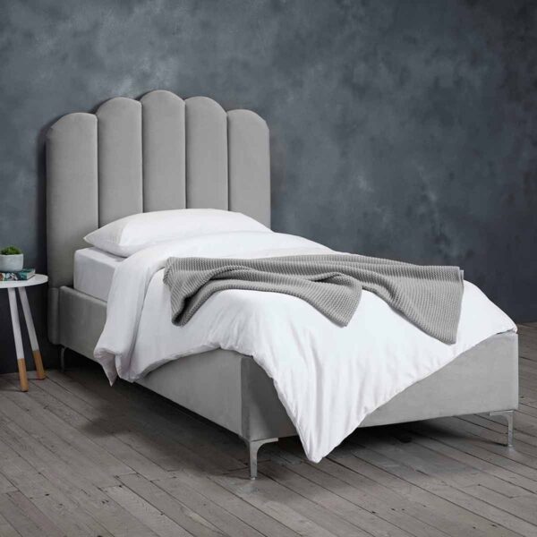 CloudShell Velvet Twin Bed – Light Grey
